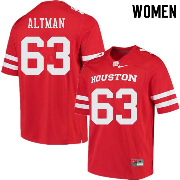 Women #63 Colson Altman Houston Cougars College Football Jerseys Sale-Red - Click Image to Close